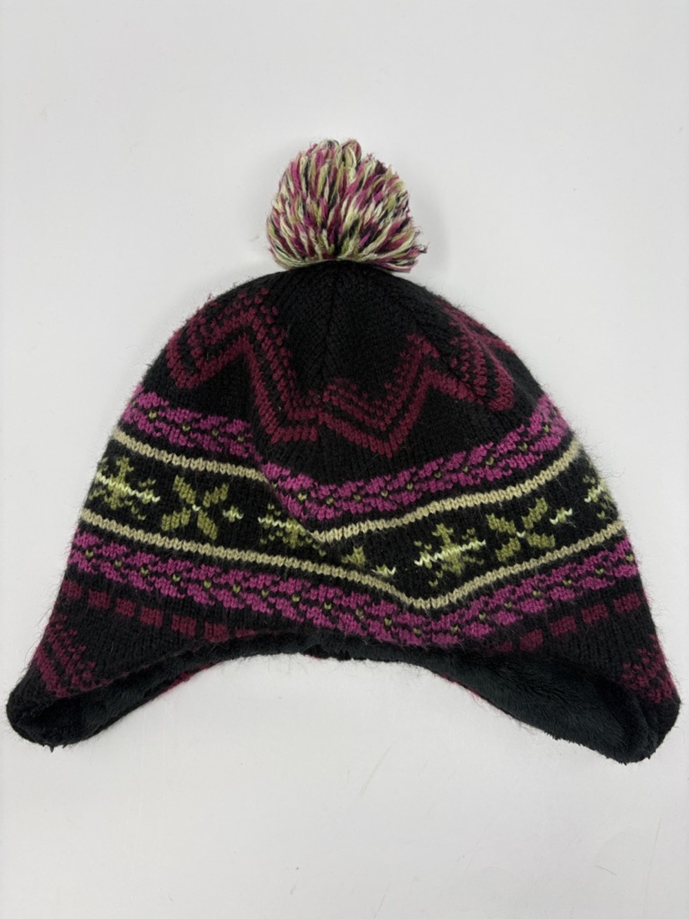 Burton: Black Pink Pom-Pom Earflap Beanie